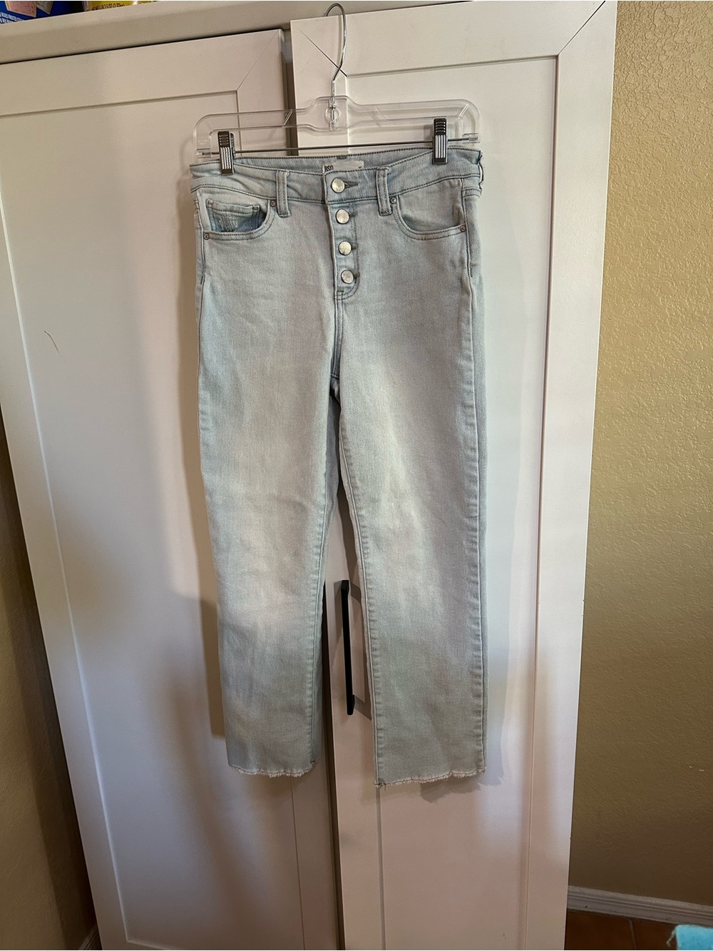 Girls 16 RSQ Light Blue High-Rise Button-Fly Cropped Jeans